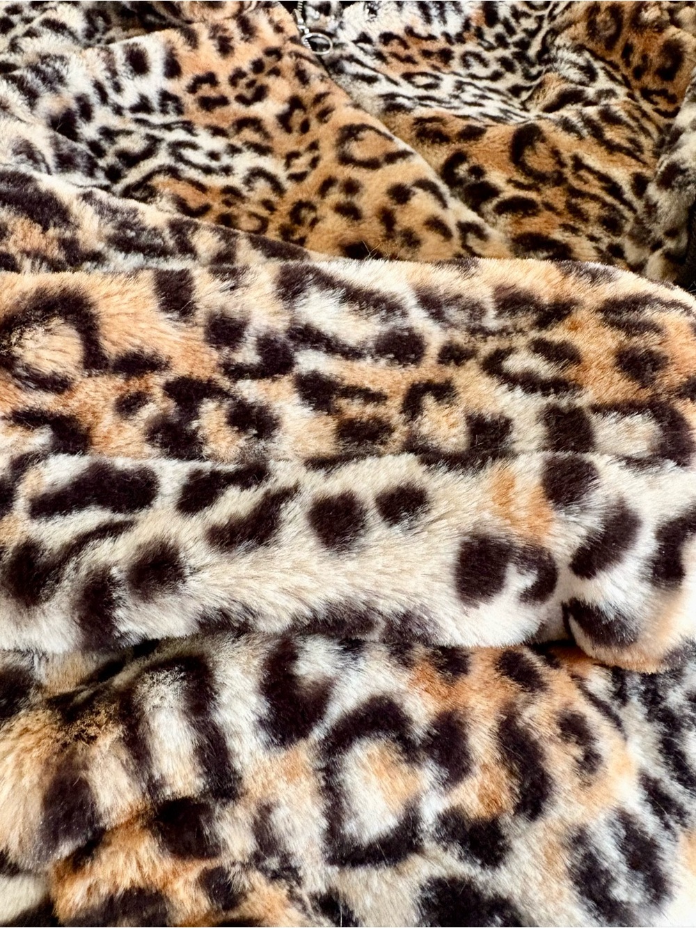 Nine West Leopard Print Faux-Fur Teddy Jacket - Brown, Black, Cream - Picture 4 of 9